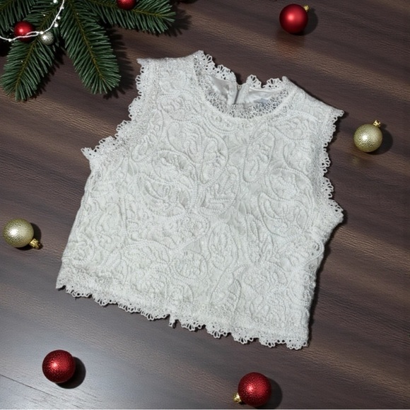 Chicwish White Lace Elegant Feminine Sleeveless Crop Top XXL - Picture 1 of 14